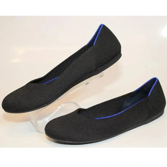 Rothy’s The Flat Black Knit Ballet Flats Slip On Shoes Womens 7 - Picture 1 of 9